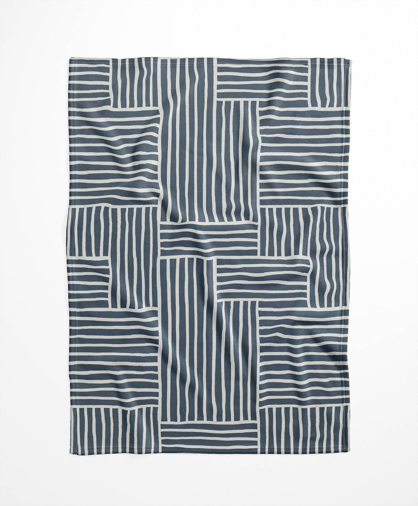 Grid Blue Velveteen Fleece Blanket