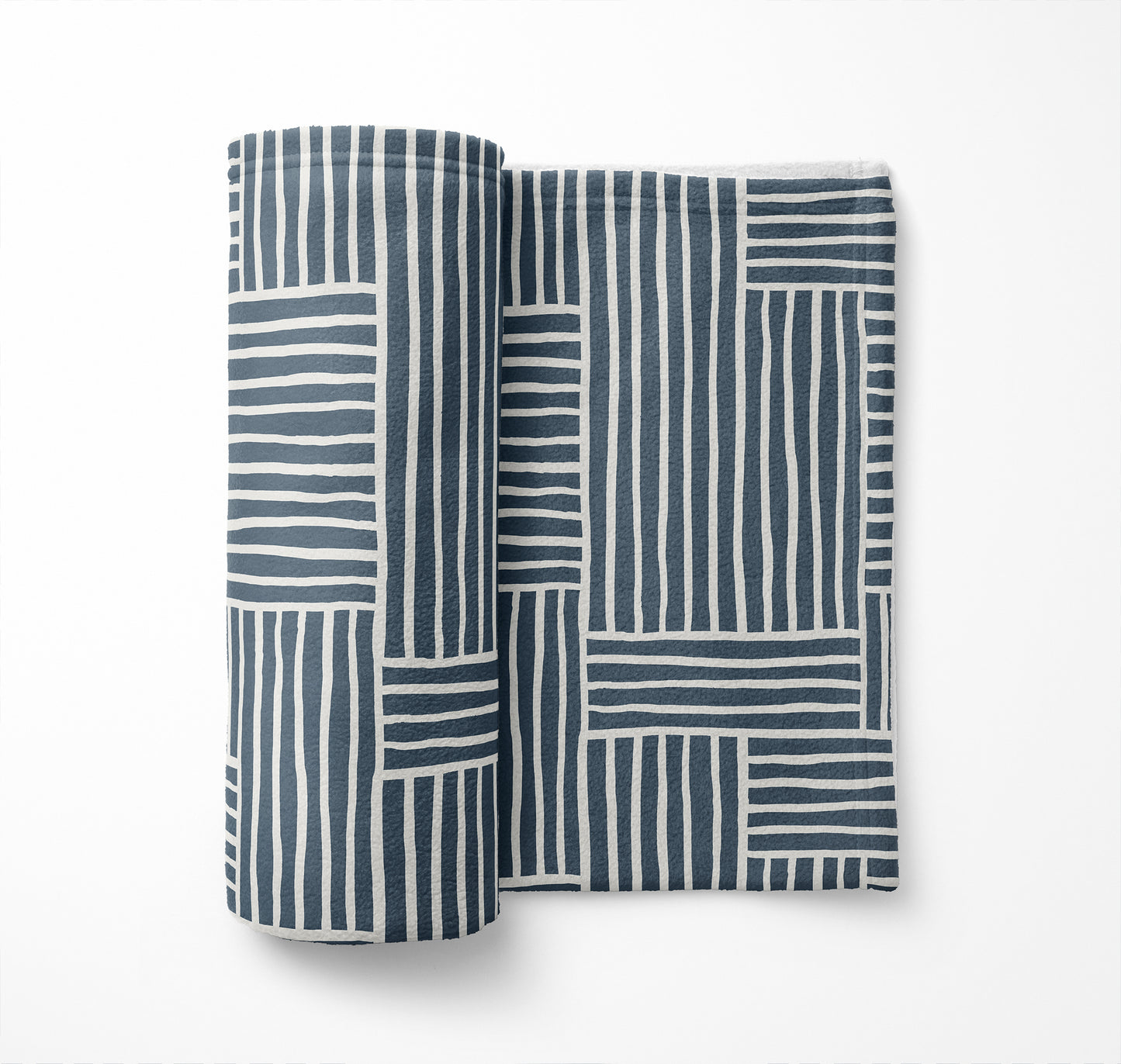 Grid Blue Velveteen Fleece Blanket