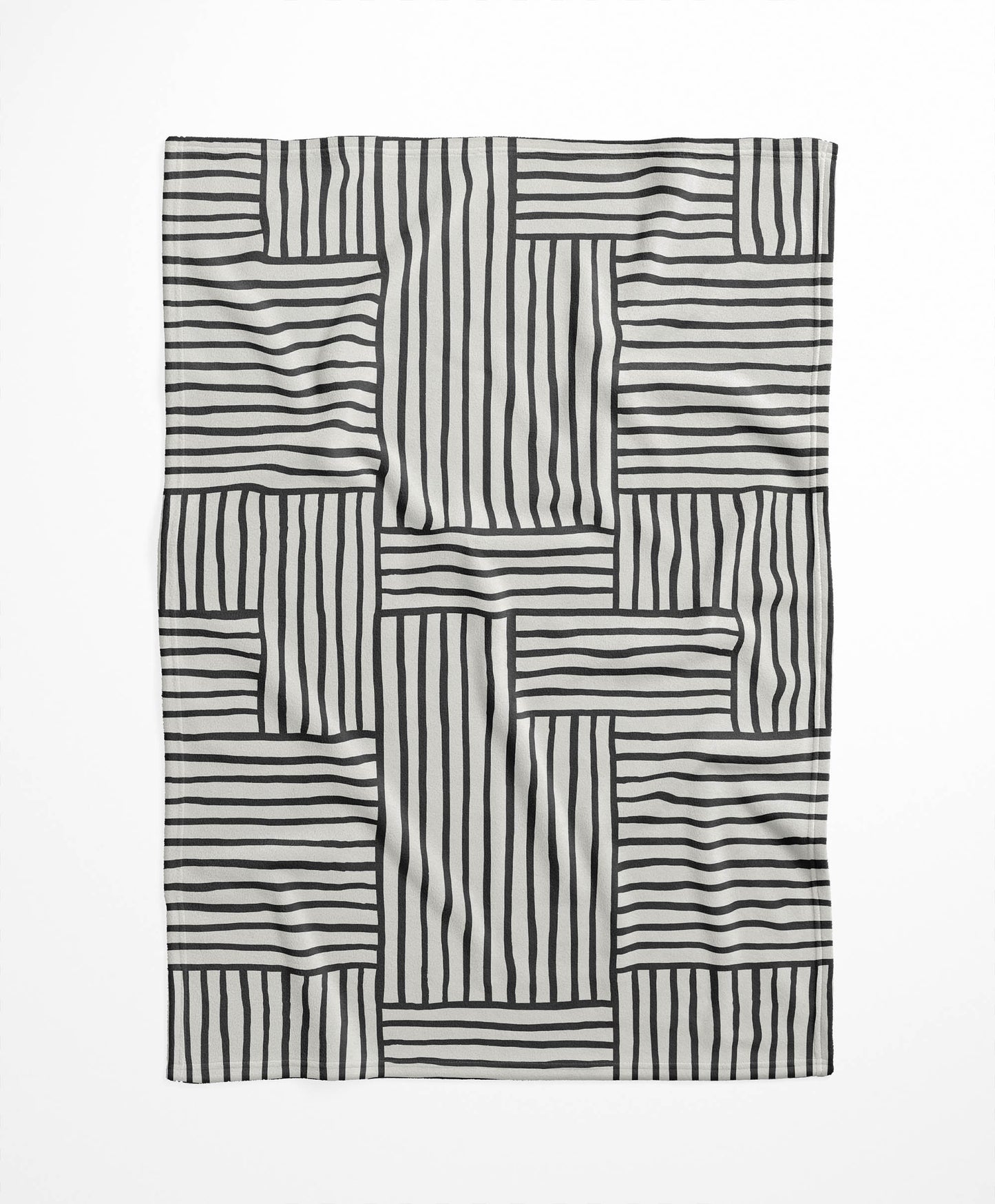 Grid Blue Velveteen Fleece Blanket