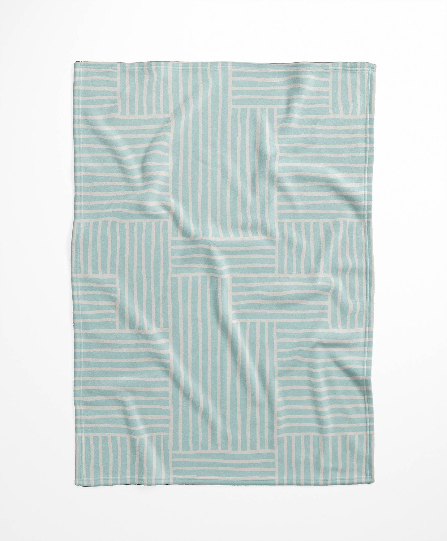 Grid Blue Velveteen Fleece Blanket