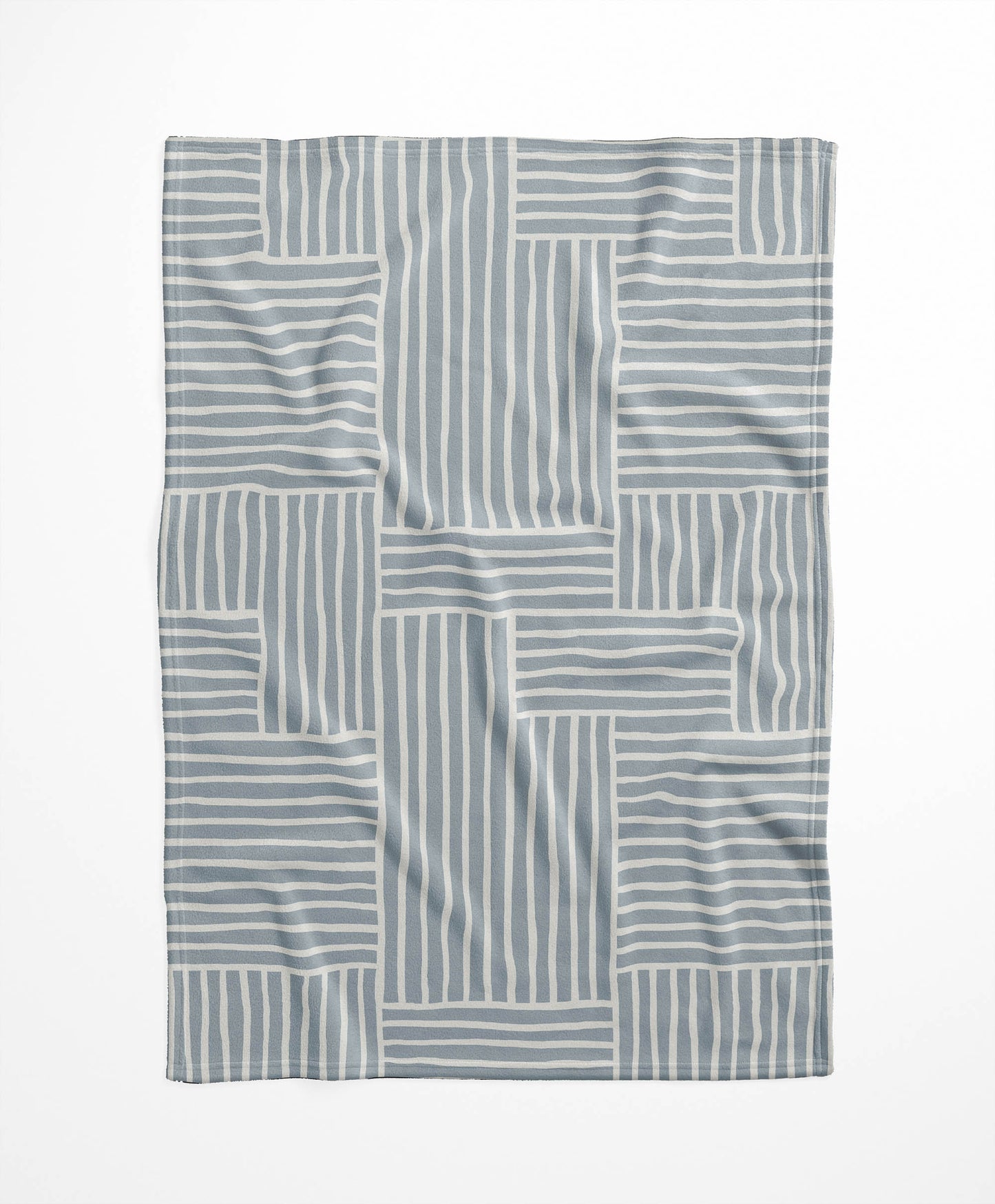 Grid Blue Velveteen Fleece Blanket