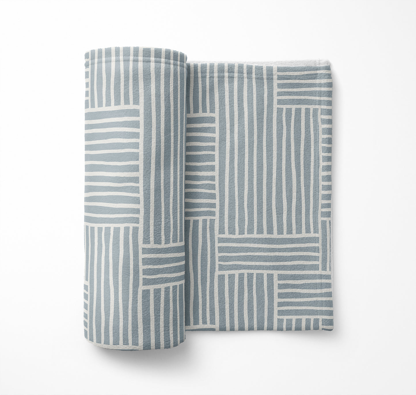 Grid Blue Velveteen Fleece Blanket