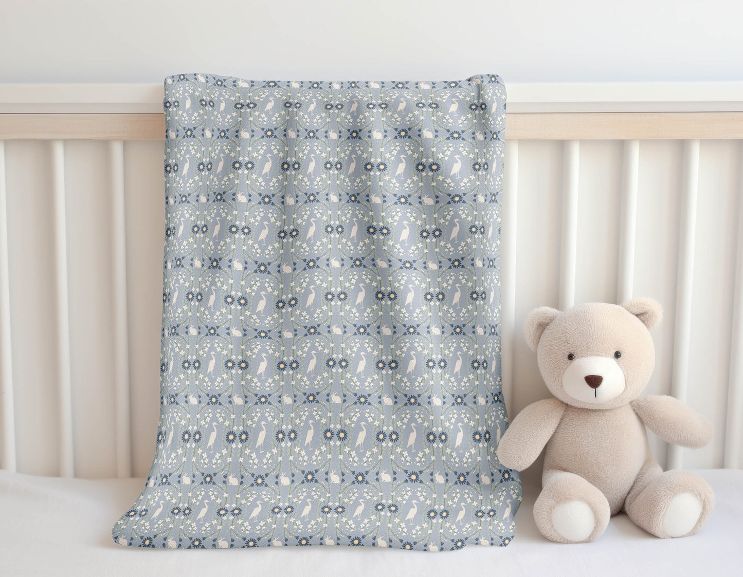Storks & Bunnies Velveteen Fleece Blanket