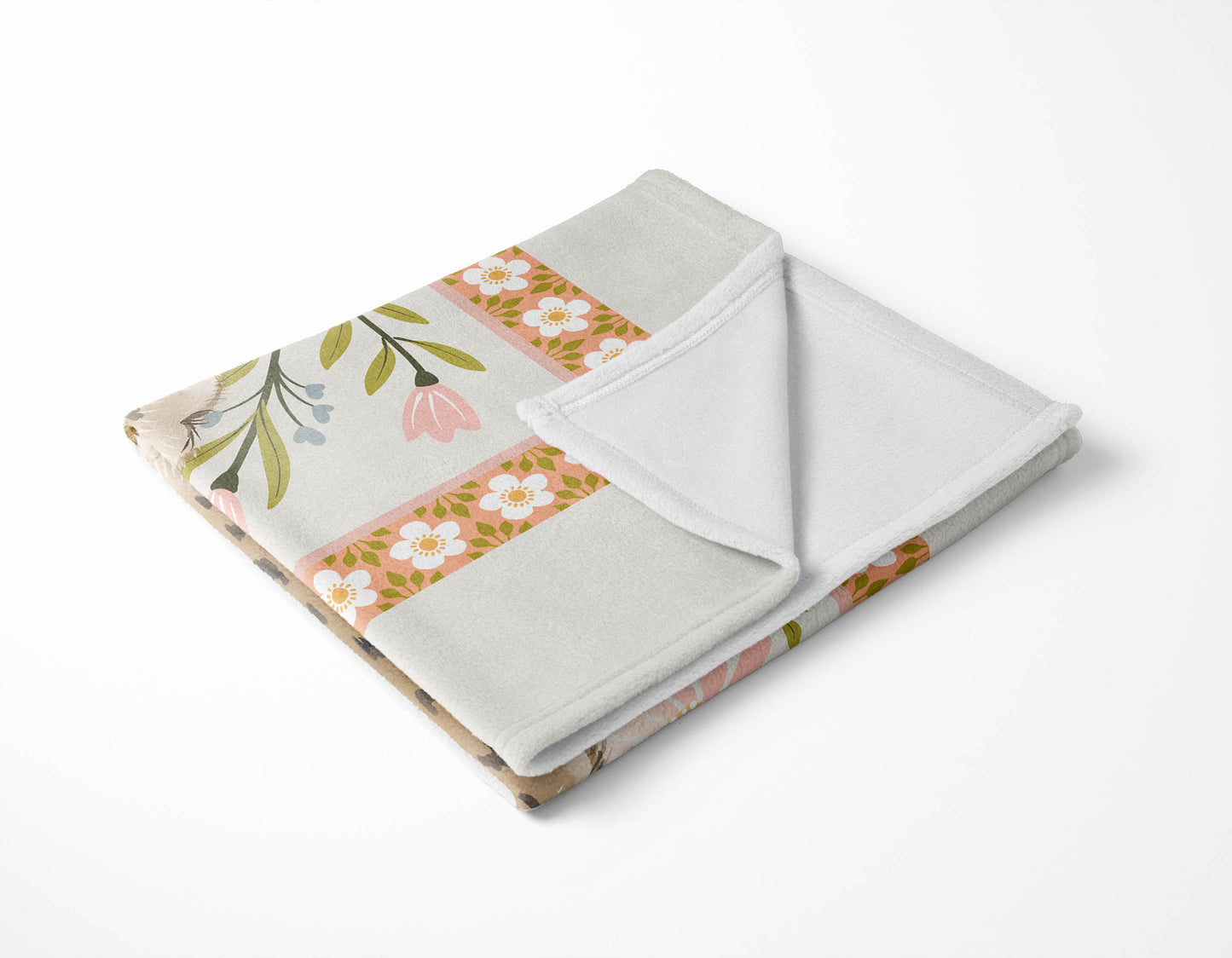 Lil Lying Leopard Flowers Velveteen Fleece Blanket