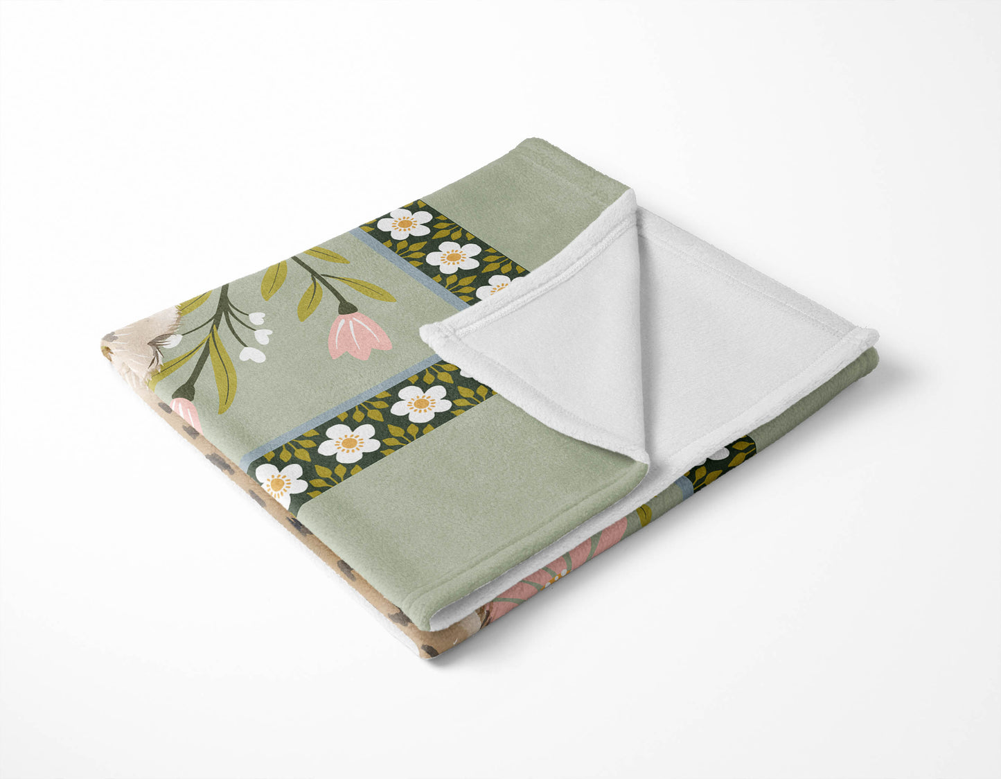 Lil Lying Leopard Flowers Velveteen Fleece Blanket
