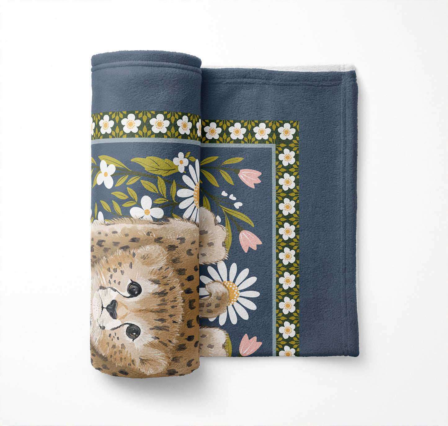 Lil Lying Leopard Flowers Velveteen Fleece Blanket
