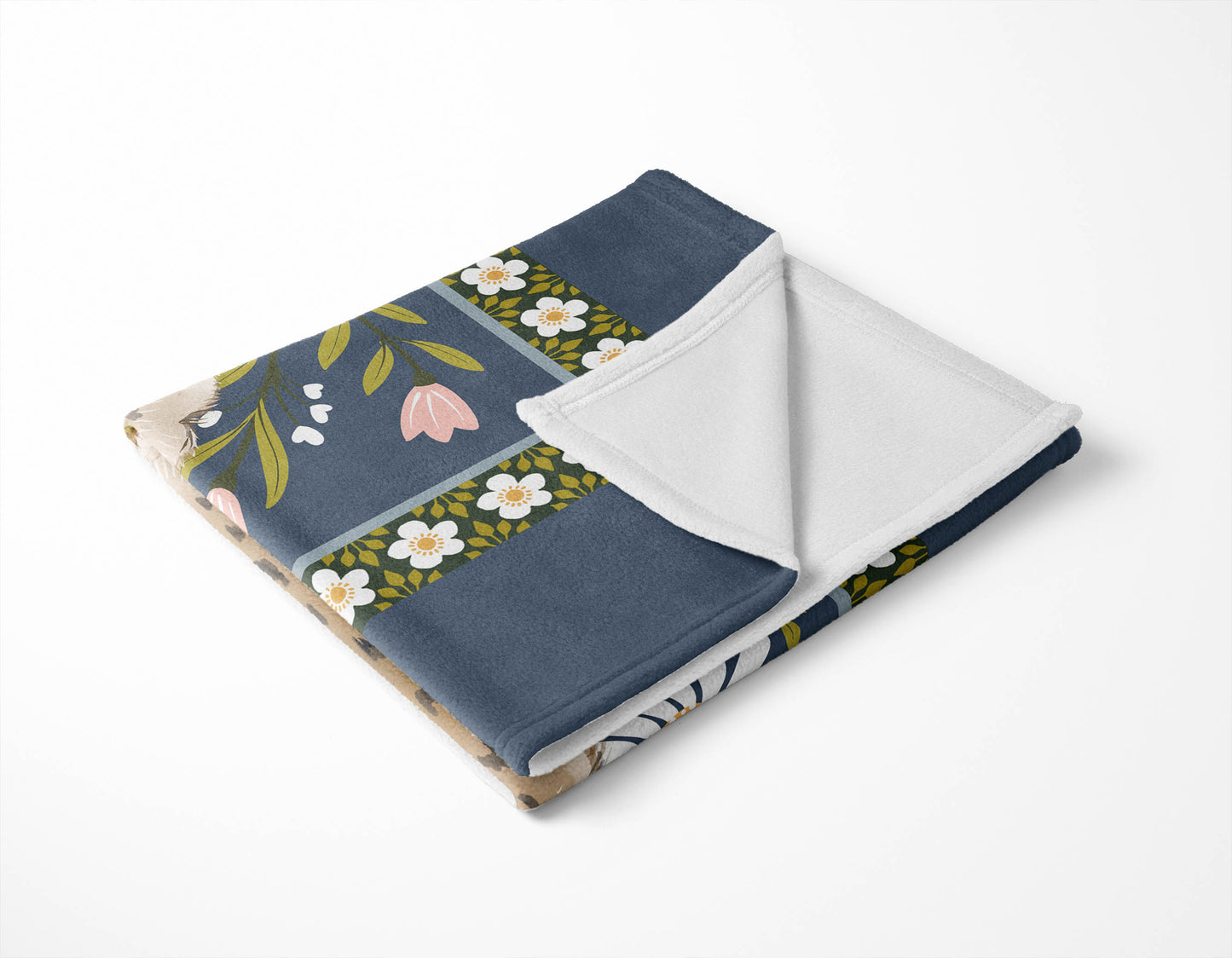 Lil Lying Leopard Flowers Velveteen Fleece Blanket