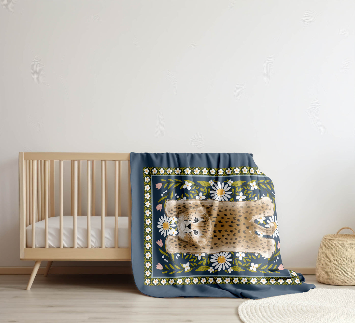 Lil Lying Leopard Flowers Velveteen Fleece Blanket