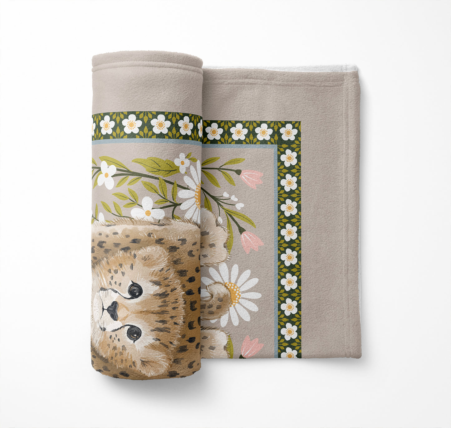 Lil Lying Leopard Flowers Velveteen Fleece Blanket