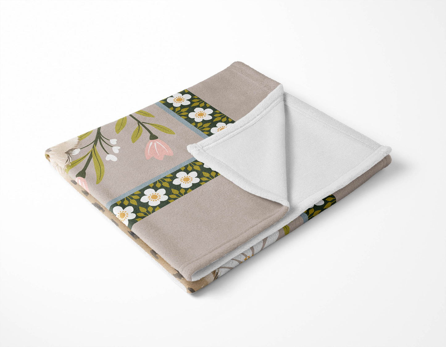 Lil Lying Leopard Flowers Velveteen Fleece Blanket