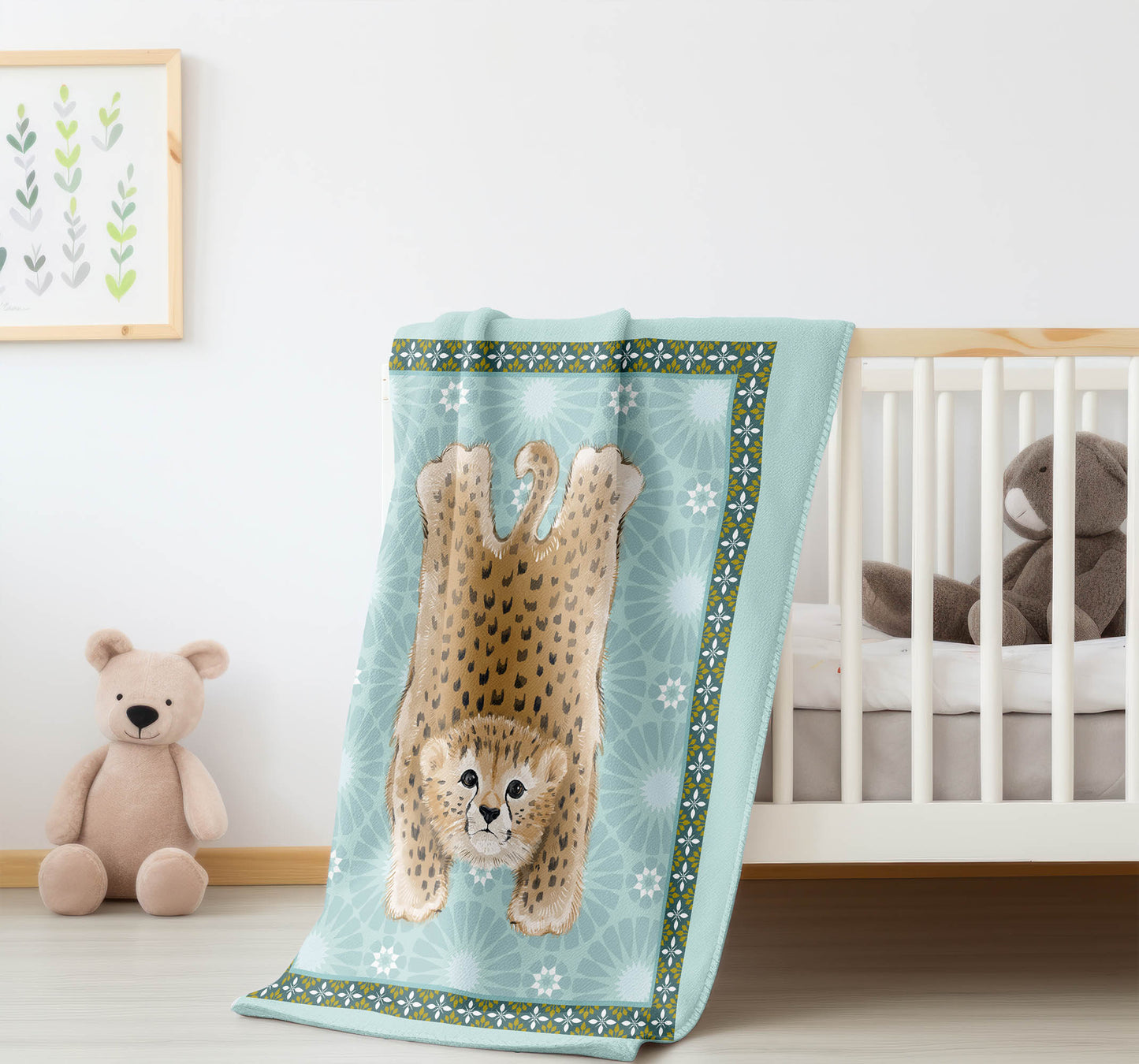 Lil Lying Leopard Tile Velveteen Fleece Blanket