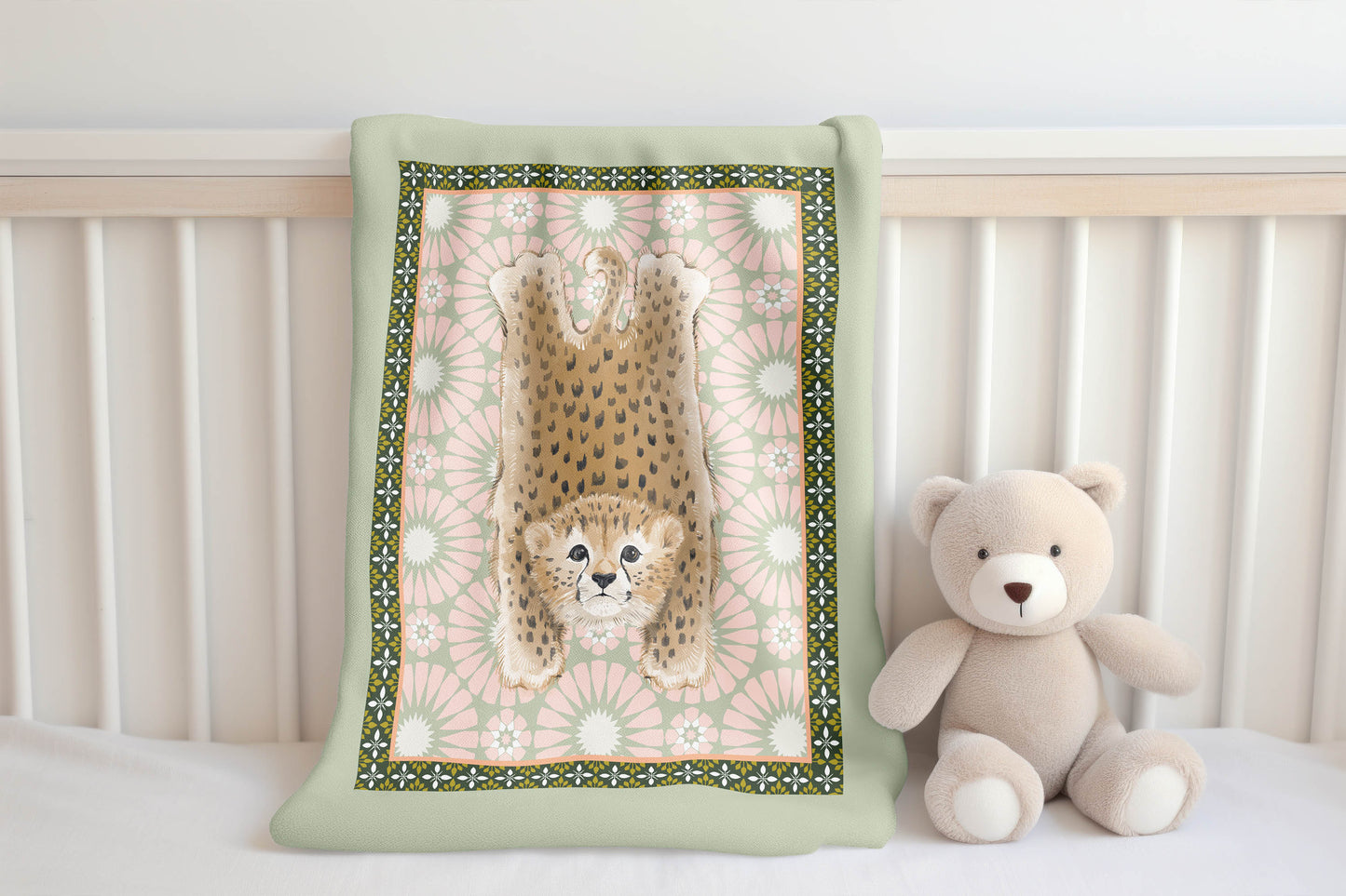 Lil Lying Leopard Tile Velveteen Fleece Blanket