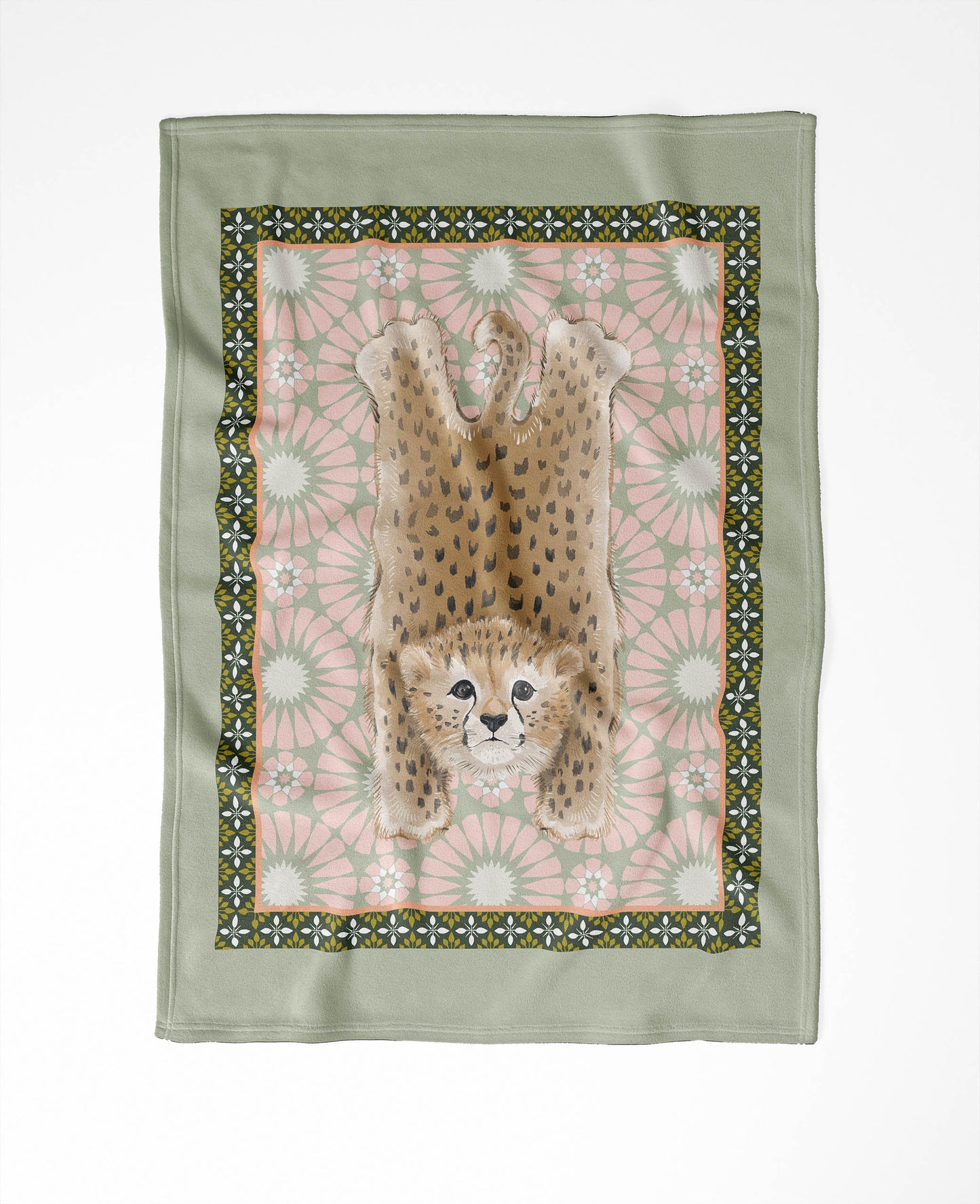 Lil Lying Leopard Tile Velveteen Fleece Blanket