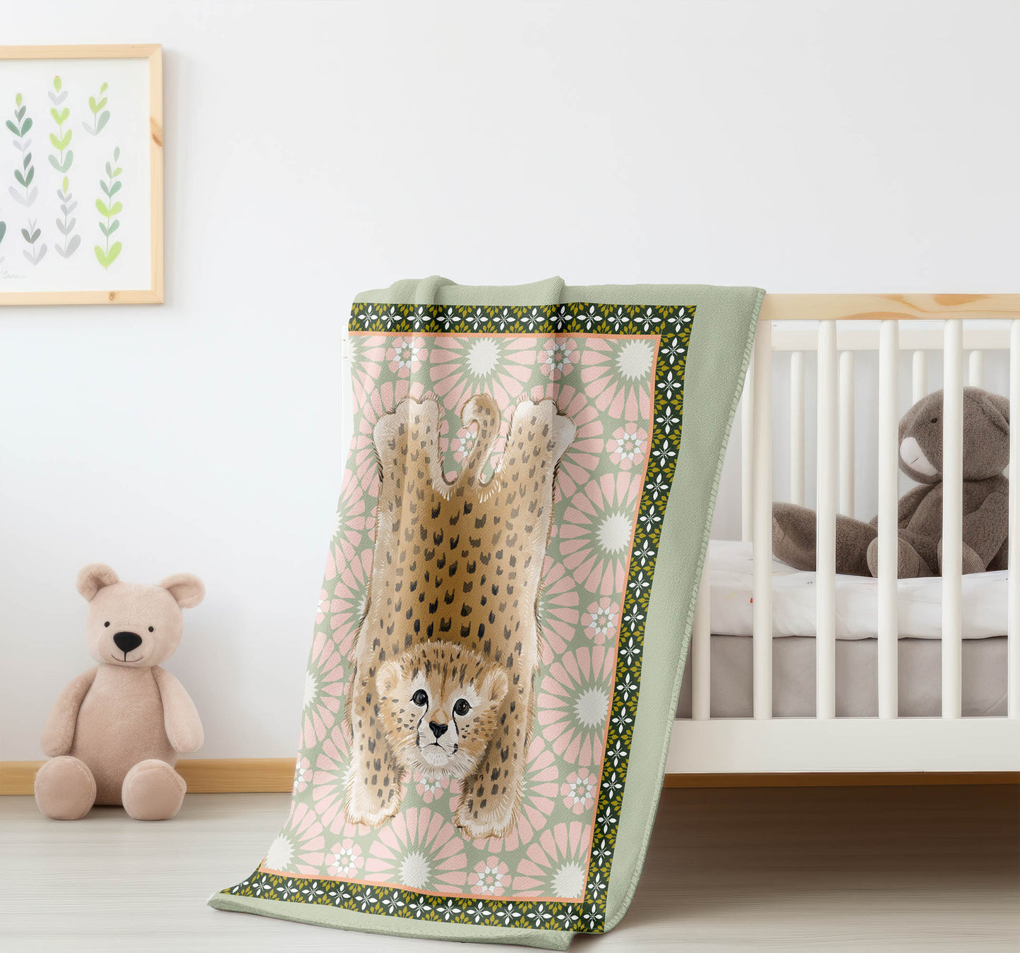 Lil Lying Leopard Tile Velveteen Fleece Blanket