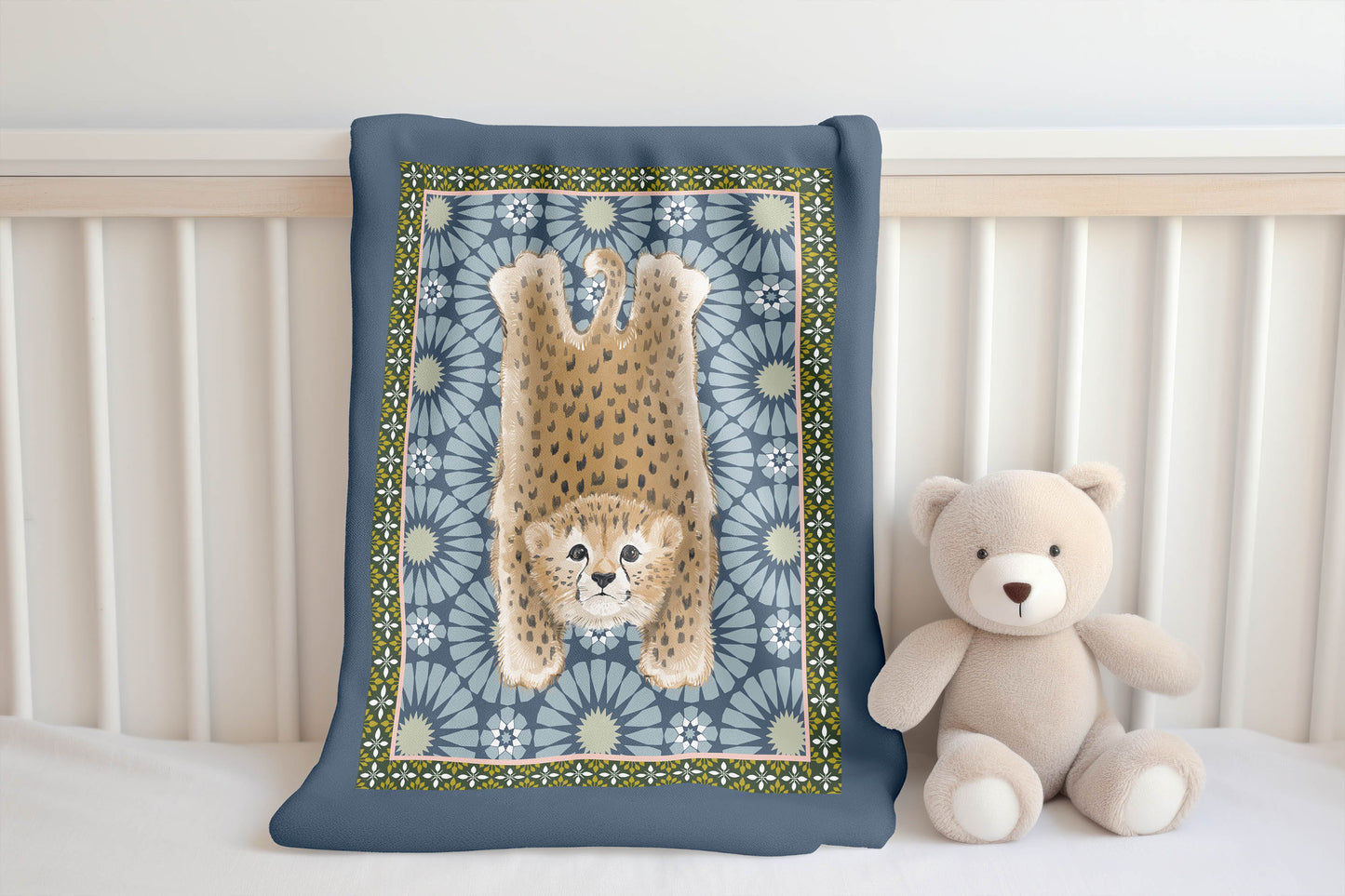 Lil Lying Leopard Tile Velveteen Fleece Blanket
