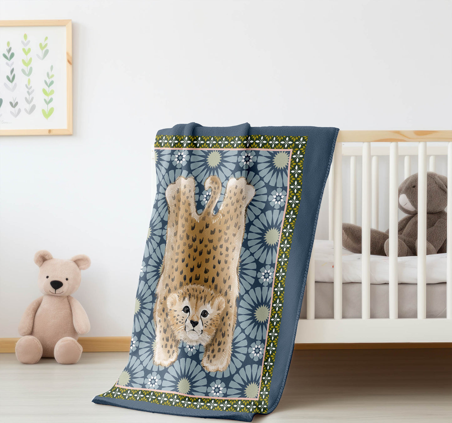 Lil Lying Leopard Tile Velveteen Fleece Blanket