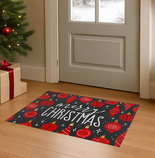 Ornaments Merry Christmas Seasonal Indoor Doormat
