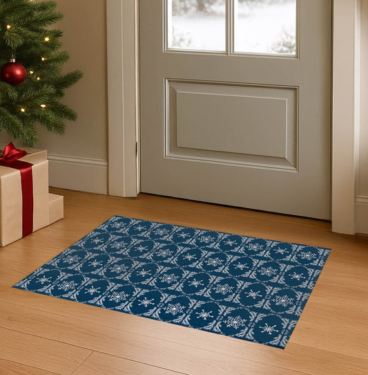 Snowflake Block Print Seasonal Indoor Doormat