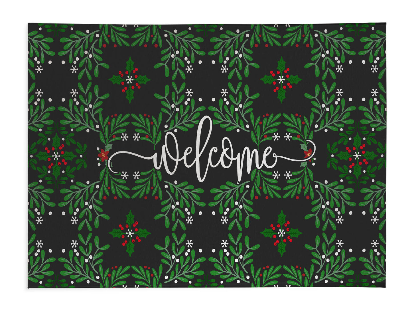 Winter Mistletoe Welcome Seasonal Indoor Doormat