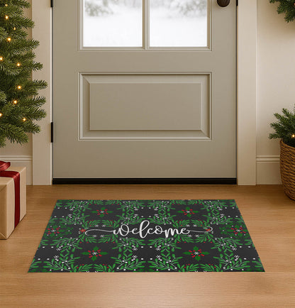 Winter Mistletoe Welcome Seasonal Indoor Doormat