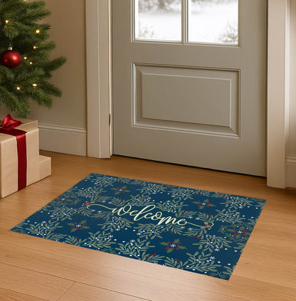Winter Mistletoe Welcome Seasonal Indoor Doormat