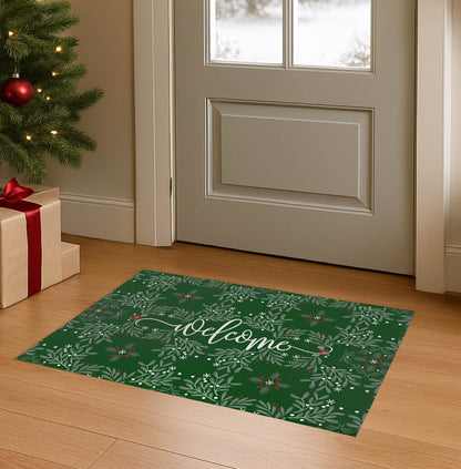 Winter Mistletoe Welcome Seasonal Indoor Doormat