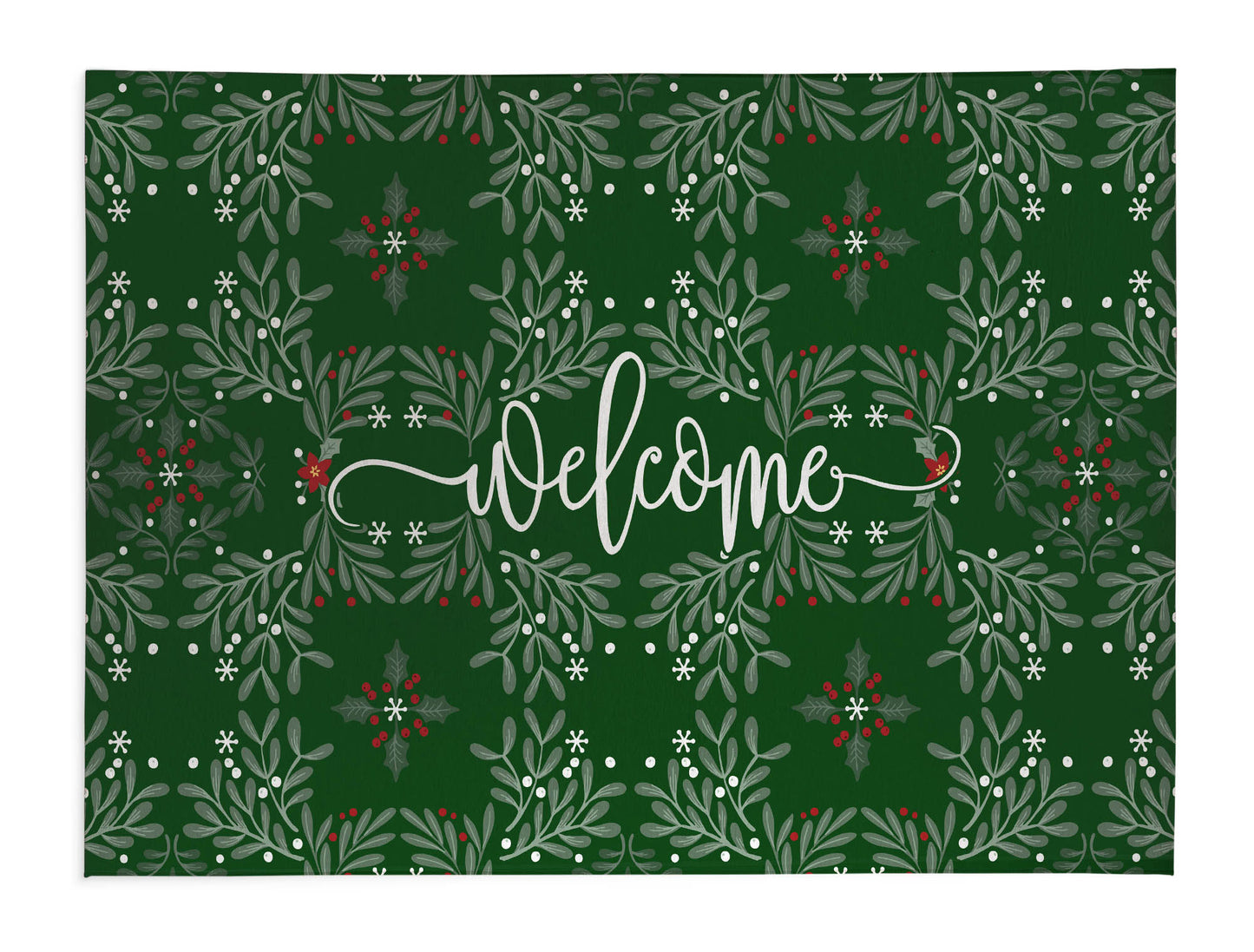 Winter Mistletoe Welcome Seasonal Indoor Doormat