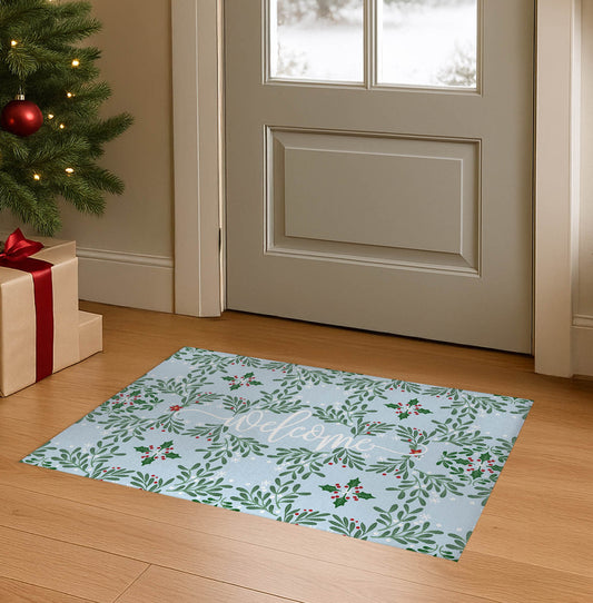Winter Mistletoe Welcome Seasonal Indoor Doormat