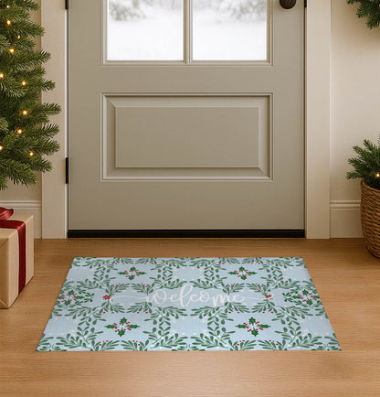 Winter Mistletoe Welcome Seasonal Indoor Doormat