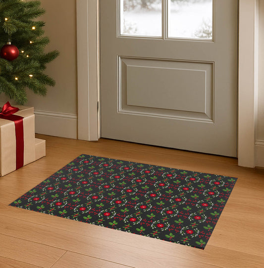 Botanical Poinsettia Seasonal Indoor Door Mat