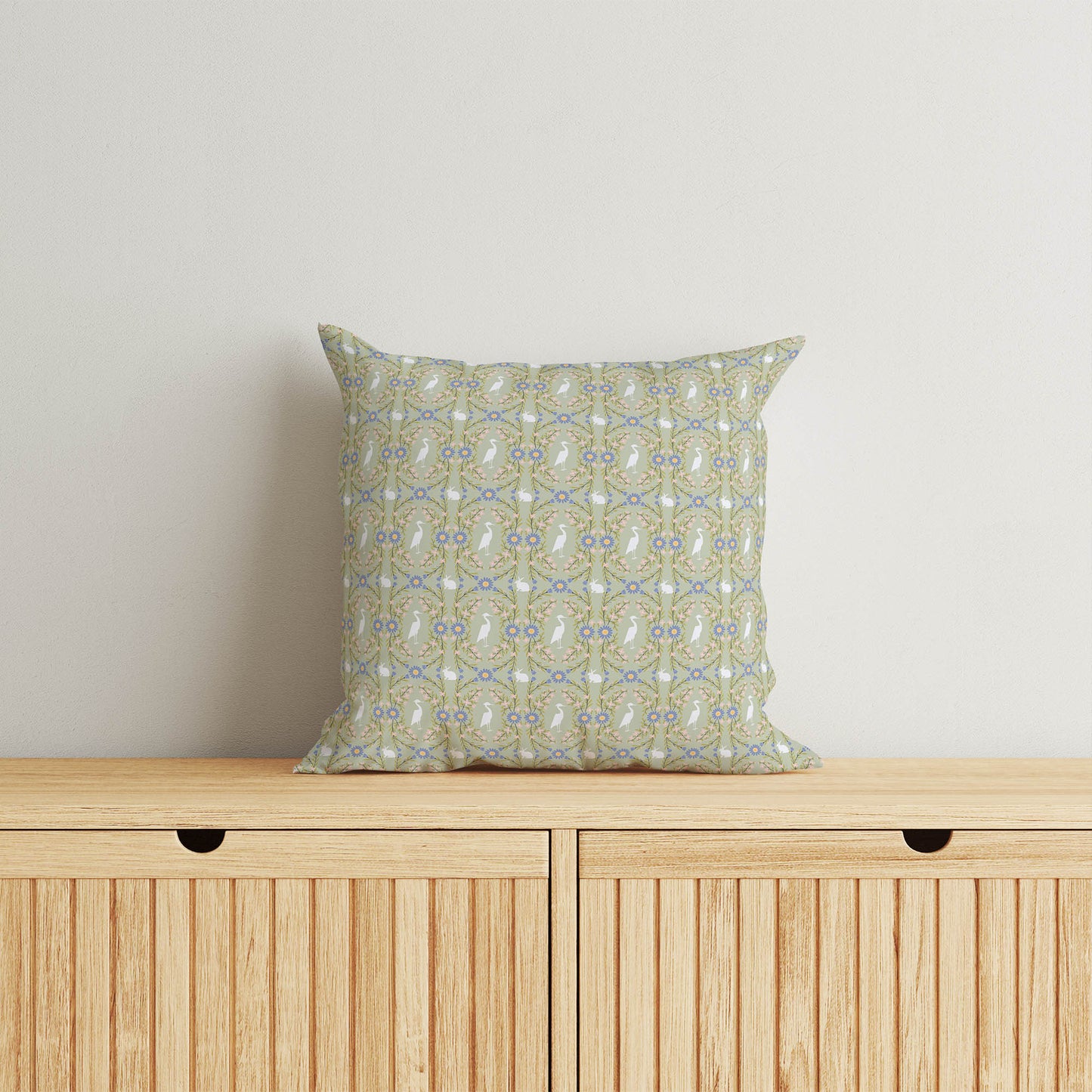 Storks & Bunnies Throw Pillow