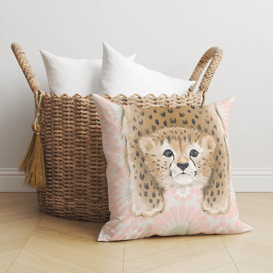 Lil Lying Leopard Tile Throw Pillow