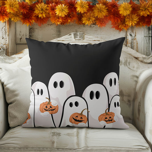 Ghosts & Pumpkins Decorative Seasonal Throw Pillow