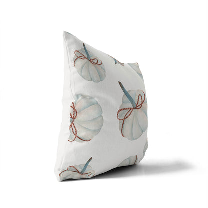 Frosted Pumpkin with Bow Decorative Seasonal Throw Pillow