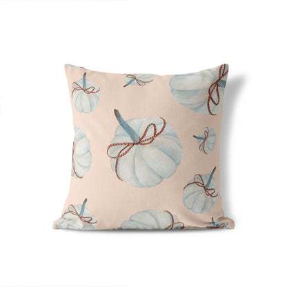 Frosted Pumpkin with Bow Decorative Seasonal Throw Pillow