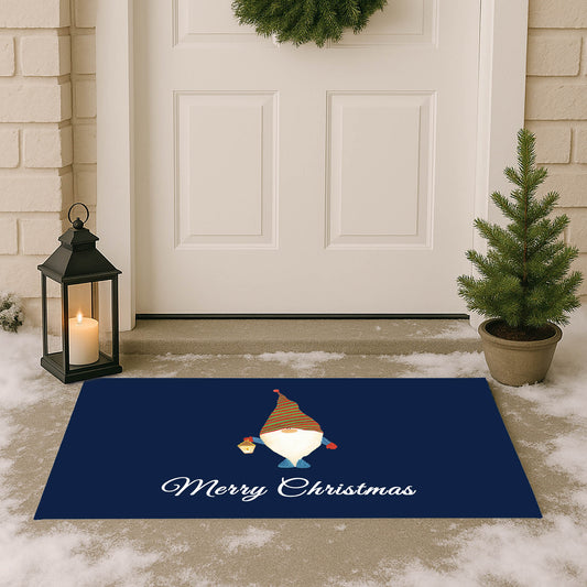 Merry Christmas Gnome Striped Outdoor Door Mat
