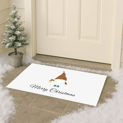 Merry Christmas Gnome Striped Outdoor Door Mat