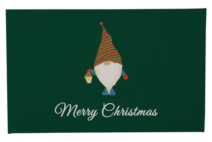Merry Christmas Gnome Striped Outdoor Door Mat