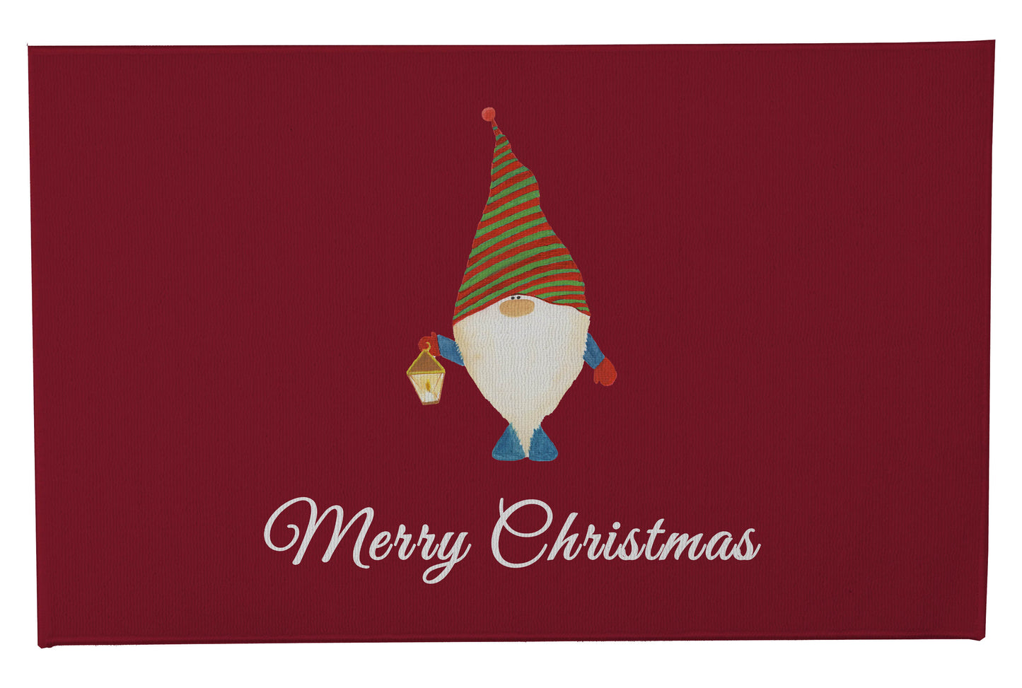Merry Christmas Gnome Striped Outdoor Door Mat