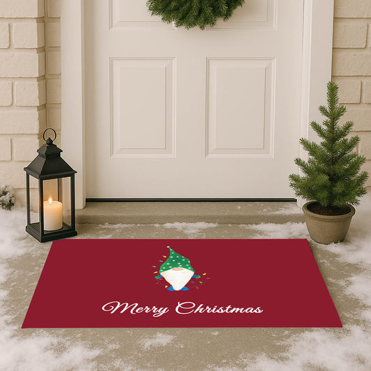 Merry Christmas Spotted Electric Christmas Gnome Outdoor Door Mat