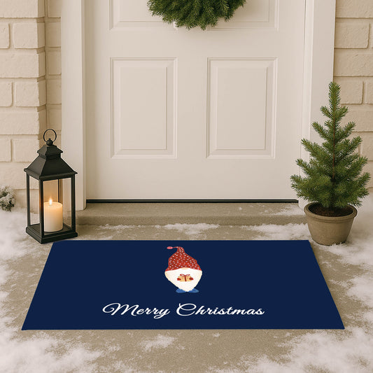Merry Christmas Spotted Christmas Gnome Outdoor Door Mat