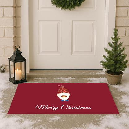 Merry Christmas Spotted Christmas Gnome Outdoor Door Mat