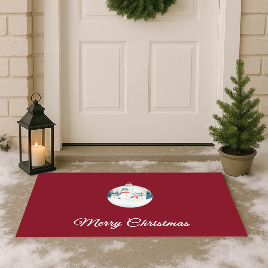 Merry Christmas Snowman Family Outdoor Door Mat