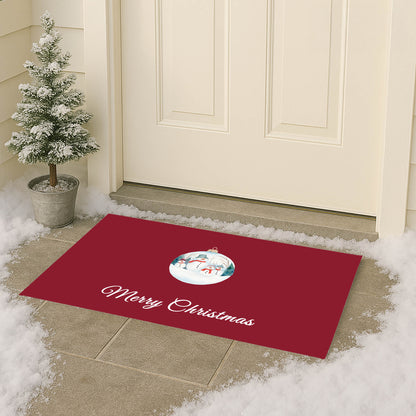 Merry Christmas Snowman Family Outdoor Door Mat