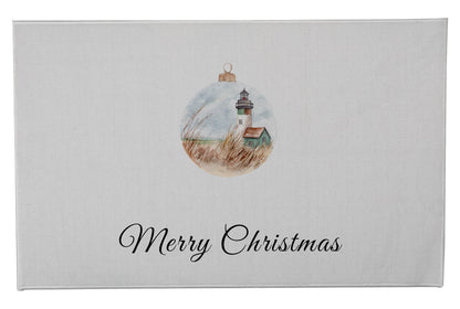 Merry Christmas Ornament Lighthouse Outdoor Door Mat