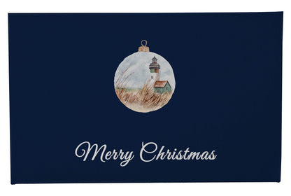 Merry Christmas Ornament Lighthouse Outdoor Door Mat