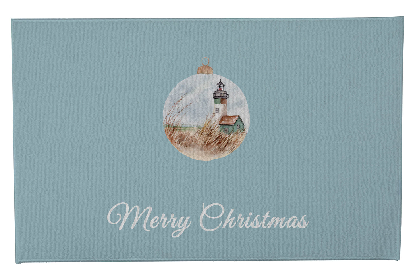 Merry Christmas Ornament Lighthouse Outdoor Door Mat