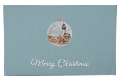 Merry Christmas Ornament Lighthouse Outdoor Door Mat