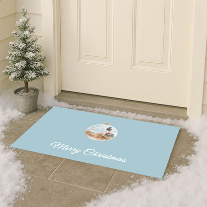 Merry Christmas Ornament Lighthouse Outdoor Door Mat