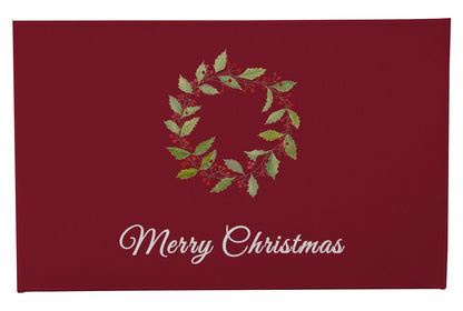Merry Christmas Holly Christmas Wreath Outdoor Door Mat